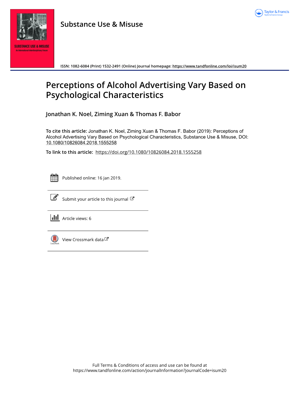 Perceptions of Alcohol Advertising Vary Based on Psychological Characteristics