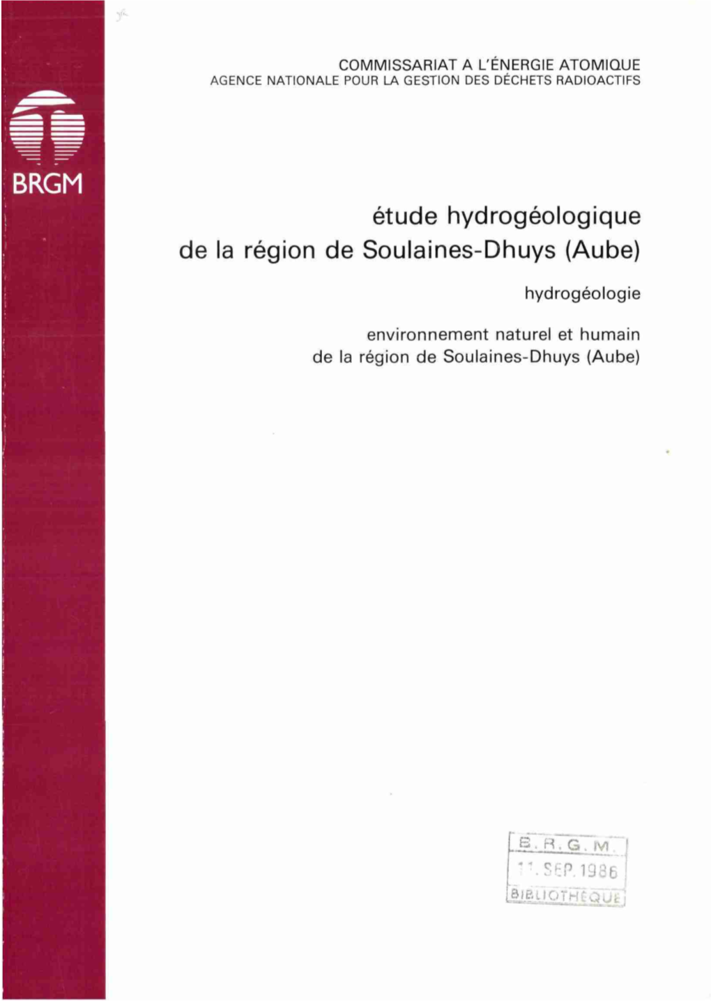 Étude Hydrogéologique De La Région De Soulaines-Dhuys (Aube)