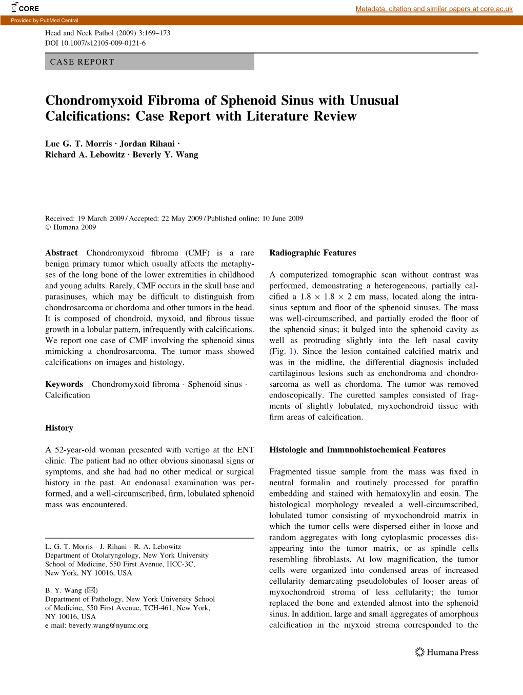 Chondromyxoid Fibroma of Sphenoid Sinus with Unusual Calciﬁcations: Case Report with Literature Review