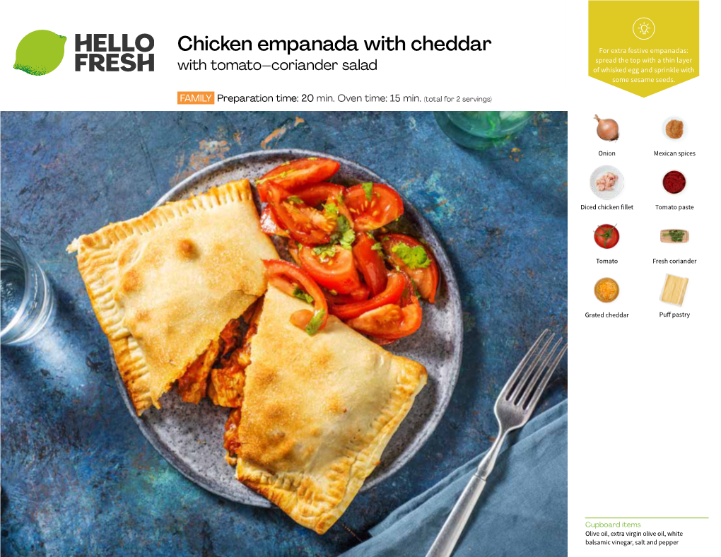 Chicken Empanada with Cheddar