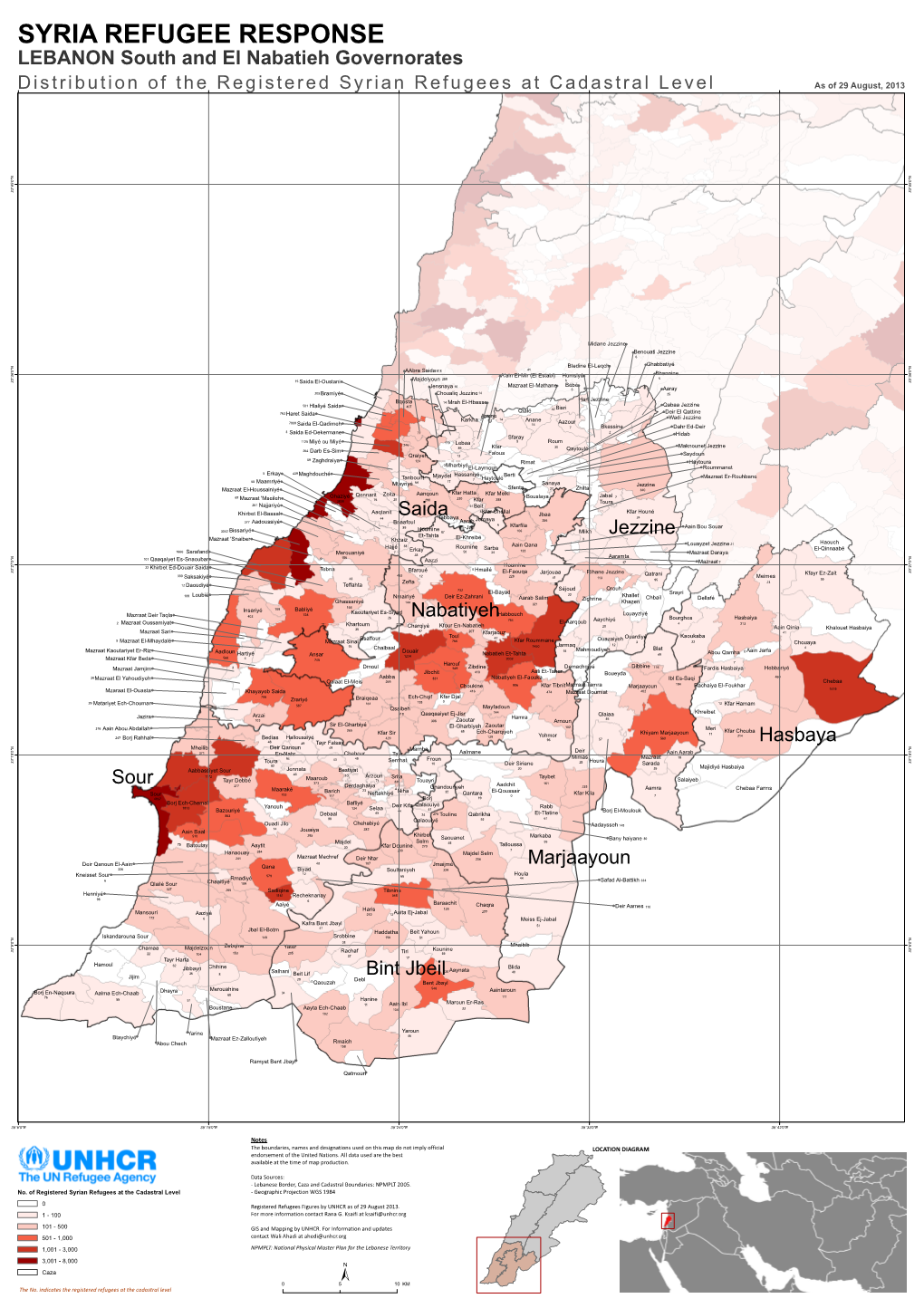 Syria Refugee Response; Lebanon; South and El Nabatieh Governorates