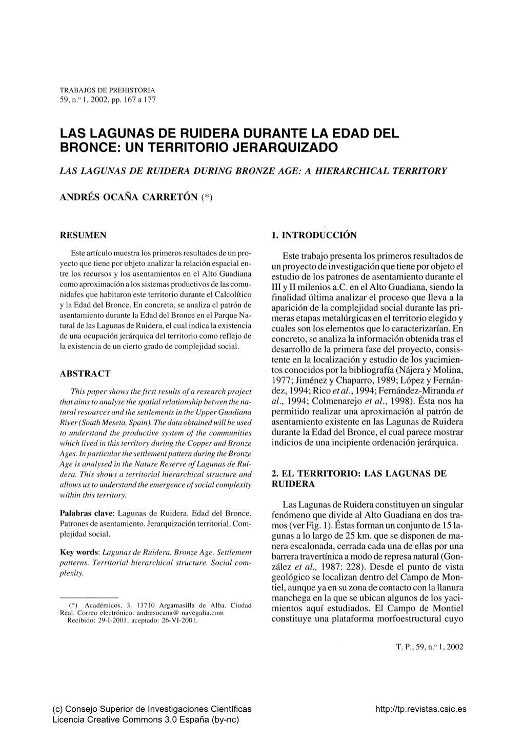 Las Lagunas De Ruidera Durante La Edad Del Bronce: Un Territorio Jerarquizado