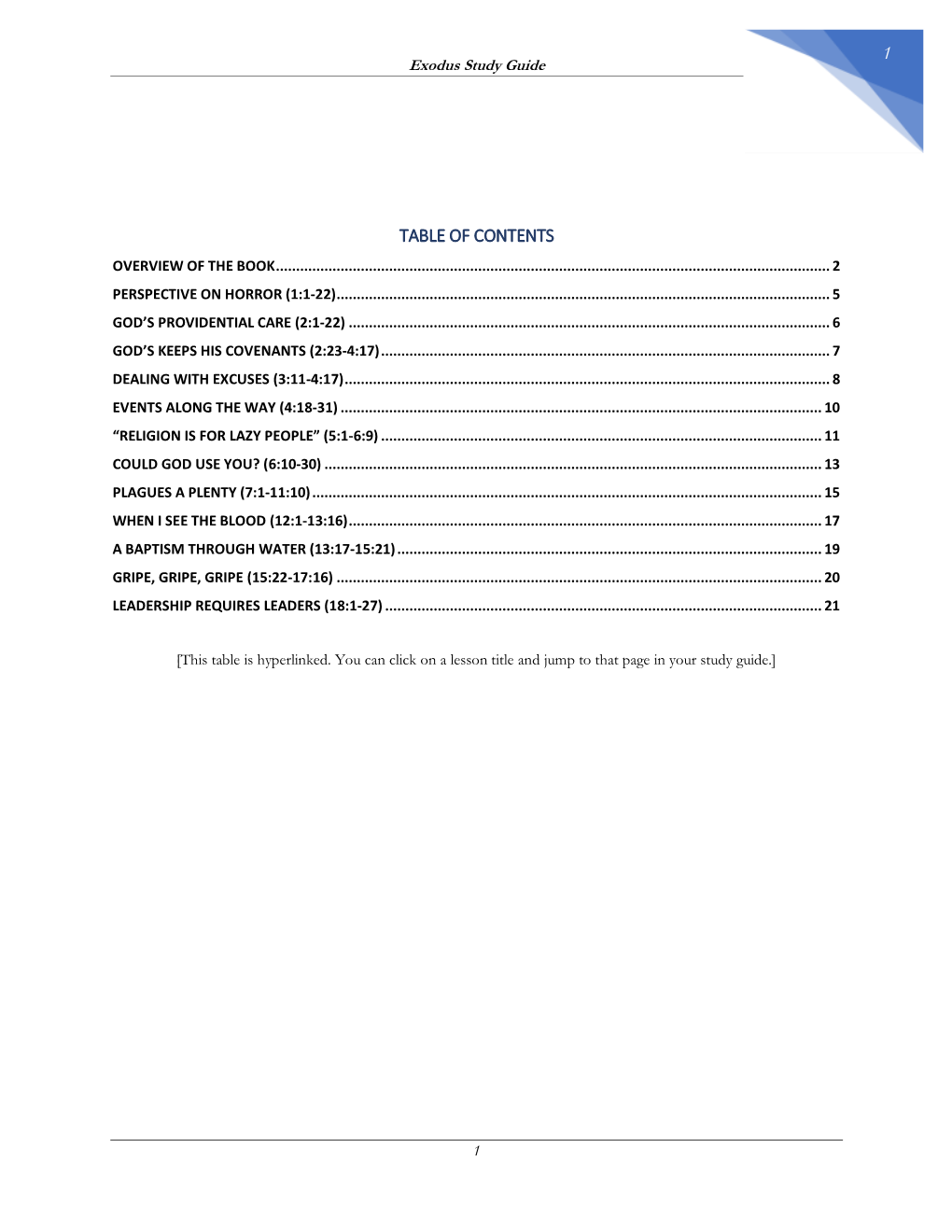 1 Table of Contents