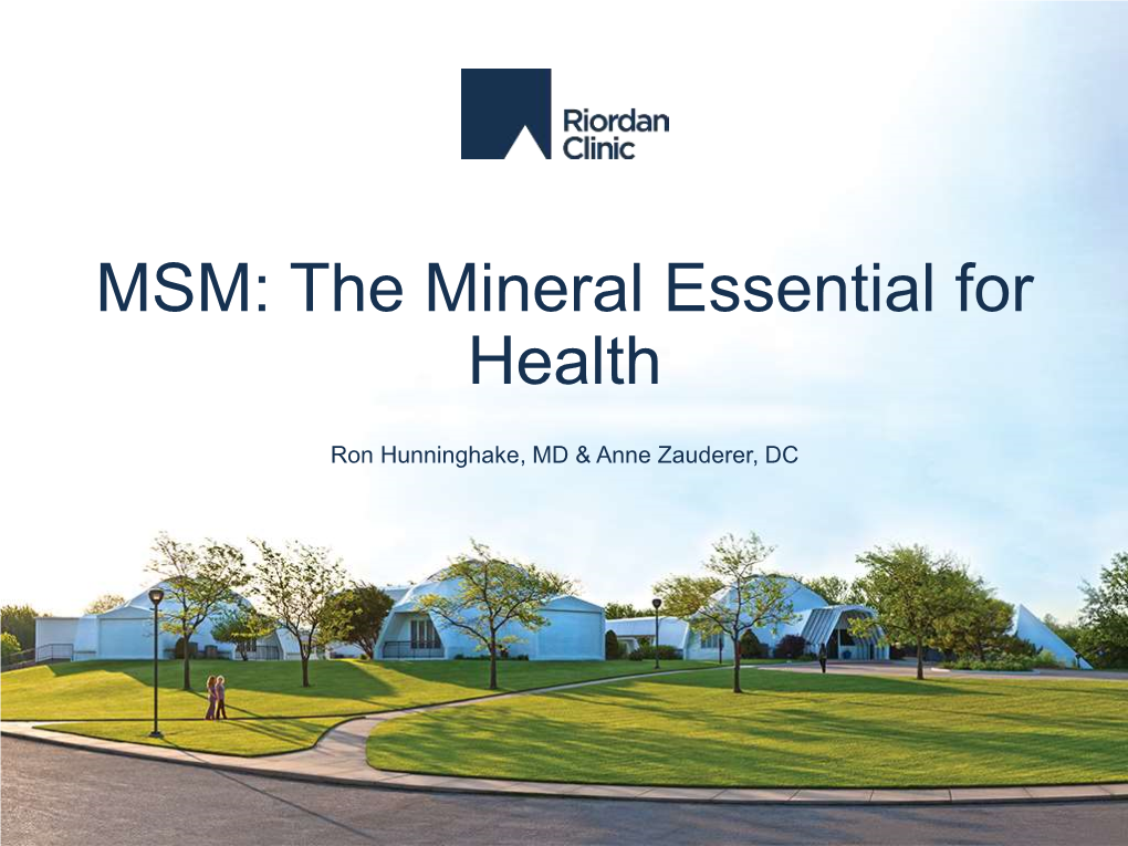 MSM: the Mineral Essential for Health