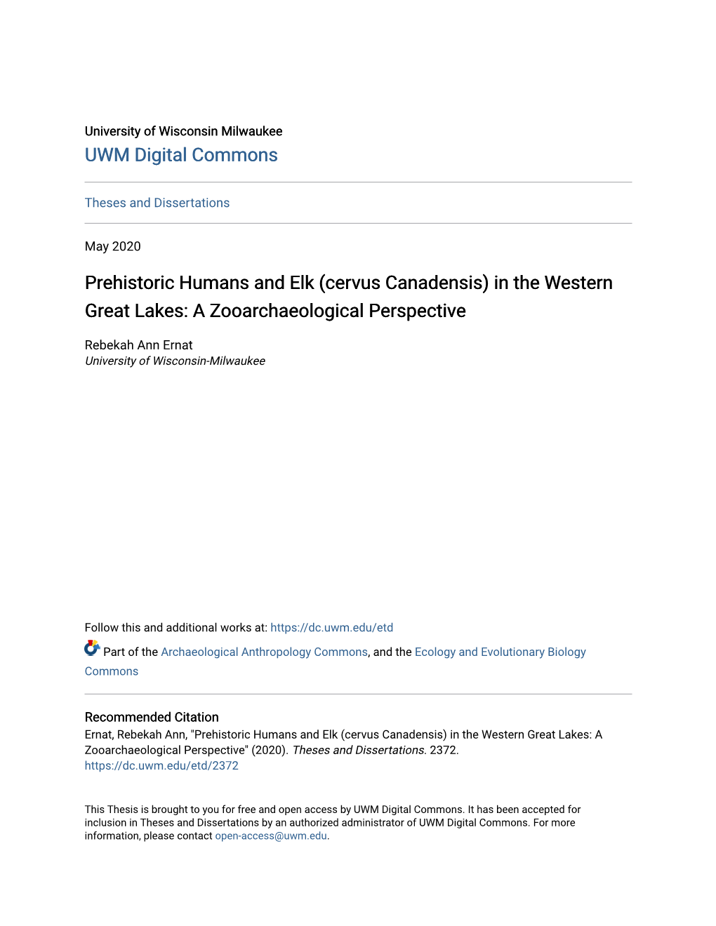 Prehistoric Humans and Elk (Cervus Canadensis) in the Western Great Lakes: a Zooarchaeological Perspective