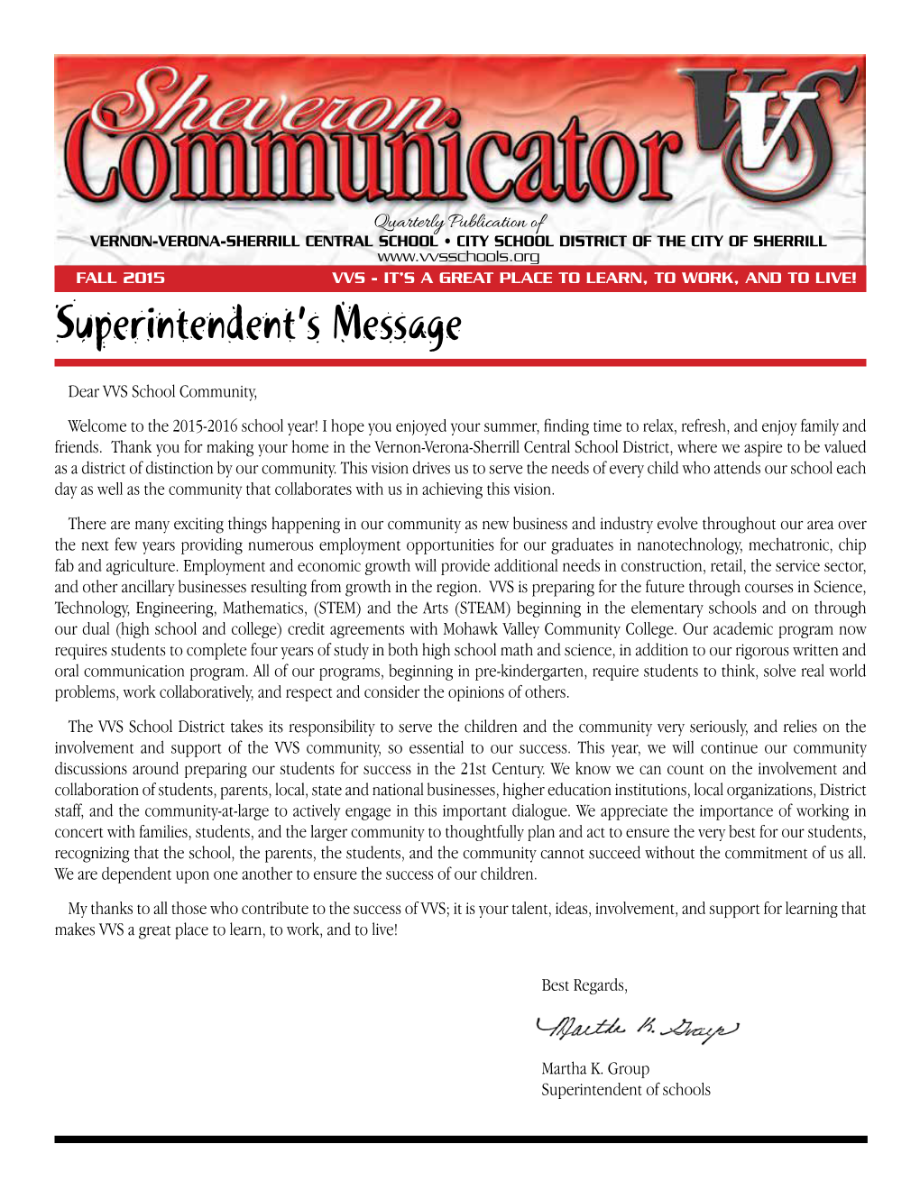 Superintendent's Message