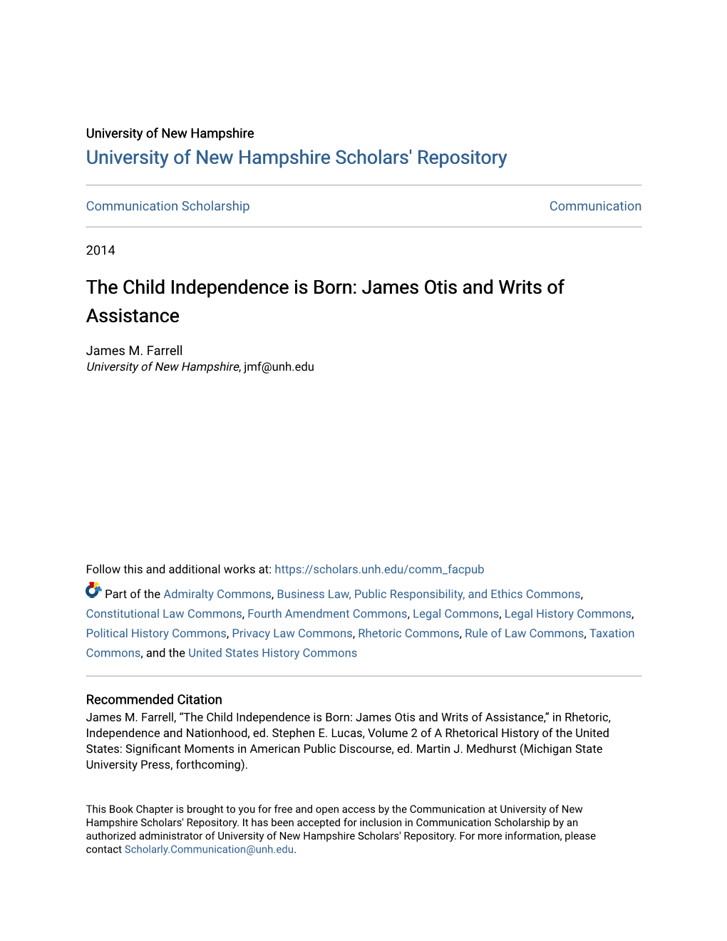 James Otis and Writs of Assistance