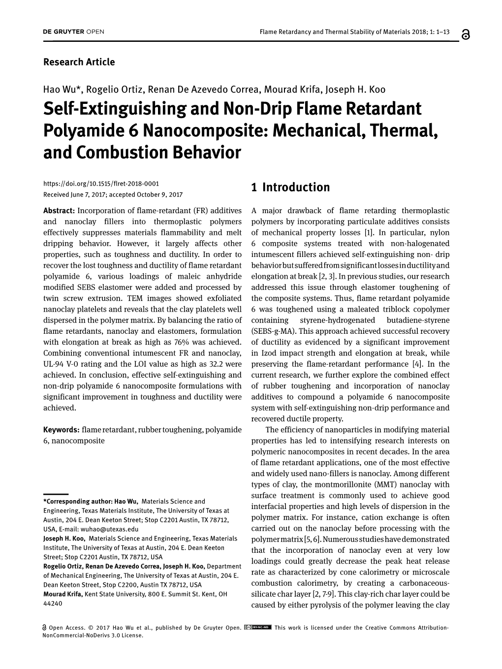 Self-Extinguishing and Non-Drip Flame Retardant