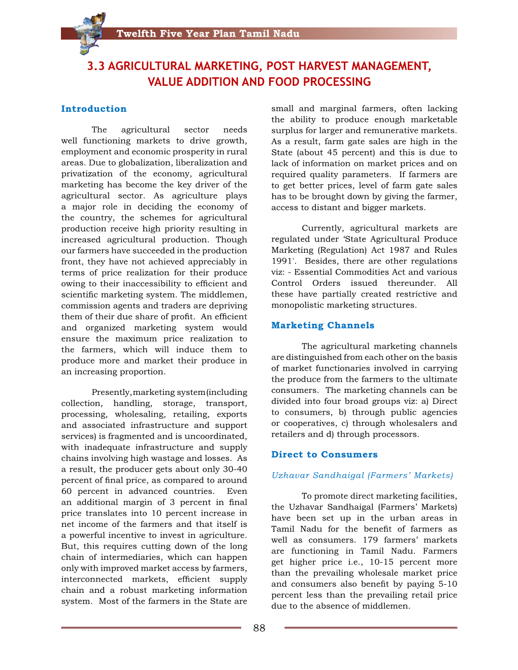 3.3 Agricultural Marketing, Post Harvest Management, Value Addition and Food Processing