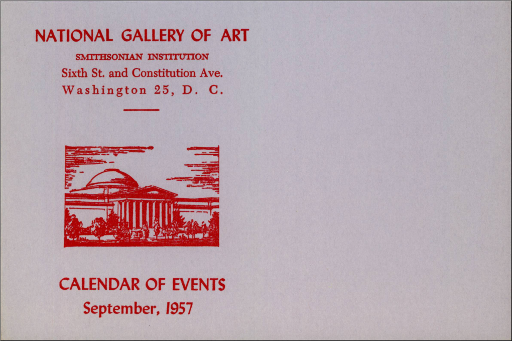 National Gallery of Art Calendar of Events