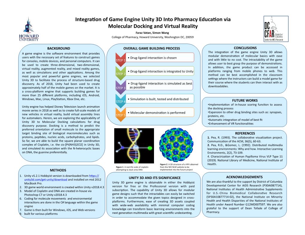 Integra+On of Game Engine Unity 3D Into Pharmacy Educa+On Via