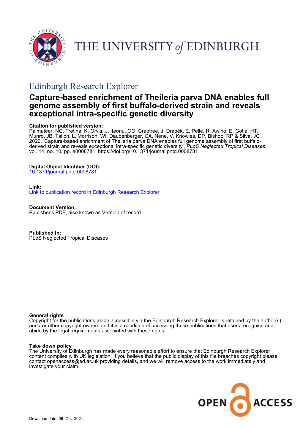 Capture-Based Enrichment of Theileria Parva DNA