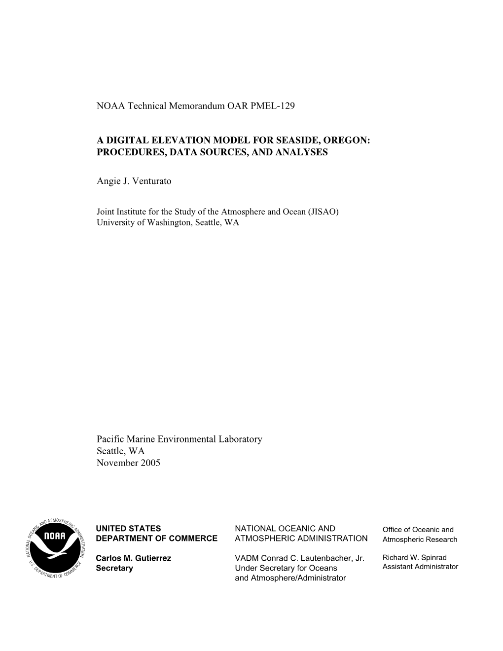 A Digital Elevation Model for Seaside, Oregon: Procedures, Data Sources, and Analyses