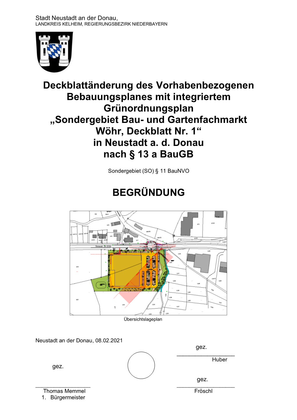 Sondergebiet Bau- Und Gartenfachmarkt Wöhr, Deckblatt Nr