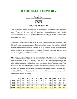Mauer's Milestones