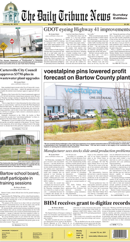 Voestalpine Pins Lowered Profit Wastewater Plant Upgrades Forecast on Bartow County Plant by JAMSES SWIFT James.Swift@Daily-Tribune.Com
