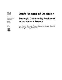 Draft Record of Decision Strategic Community Fuelbreak Improvement