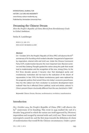 Dreaming the Chinese Dream How the People’S Republic of China Moved from Revolutionary Goals to Global Ambitions