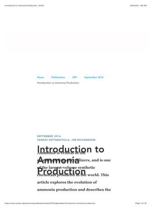 Introduction to Ammonia Production | Aiche 26/04/20, 1:48 PM