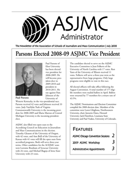 July 2008 Parsons Elected 2008-09 ASJMC Vice President