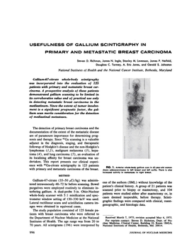 Usefulness of Gallium Scintigraphy in Primary and Metastatic Breast Carcinoma