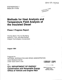 Methods for Heat Analysis and Temperature Field Analysis of the Insulated Diesel