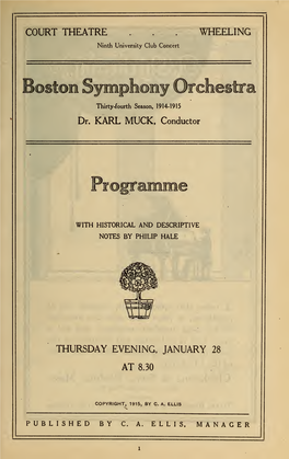 Boston Symphony Orchestra Concert Programs, Season 34,1914-1915, Trip