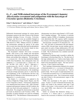 G-, C-, and NOR-Stained Karyotype of the Eversmann's Hamster Allocricetulus Eversmanni and Comparison with the Karyotype of Cr