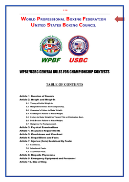 General Rules for Championship Contests