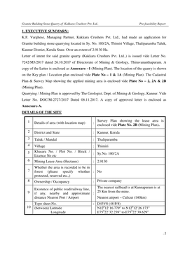 KF Varghese, Managing Partner, Kakkara Crushers Pvt. Ltd., Had Made an Application for Granite Building