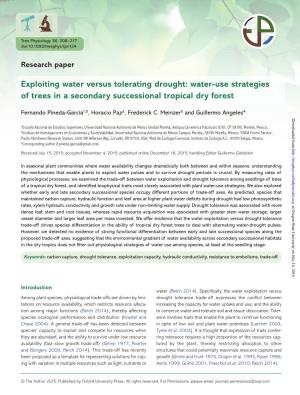 Water-Use Strategies of Trees in a Secondary Successional Tropical Dry Forest