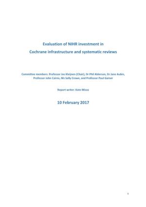 Evaluation of NIHR Investment in Cochrane Report