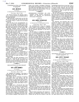 CONGRESSIONAL RECORD— Extensions of Remarks E787 HON