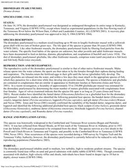 FWS 2010 Dromedary Pearkymussel