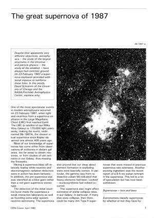 The Great Supernova of 1987