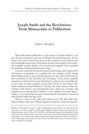 Joseph Smith and the Revelations: from Manuscripts to Publication
