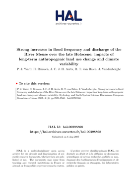 Strong Increases in Flood Frequency and Discharge of the River Meuse