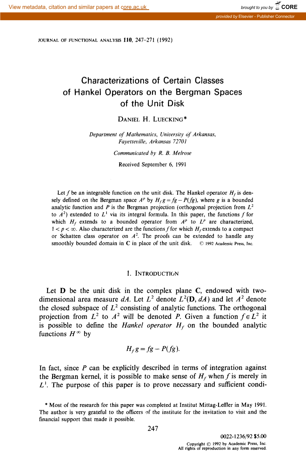 Characterizations of Certain Classes of Hankel Operators on the Bergman Spaces of the Unit Disk