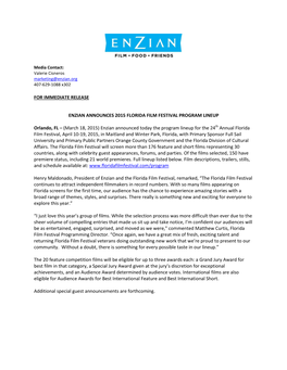 For Immediate Release Enzian