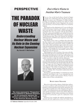 The Paradox of Nuclear Waste