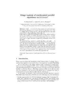 Fringe Analysis of Synchronized Parallel Algorithms on 2{3 Trees?