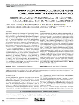 Hallux Valgus Anatomical Alterations and Its Correlation with the Radiographic Findings Alterações Anatômicas Encontradas No