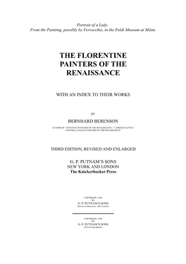 The Florentine Painters of the Renaissance