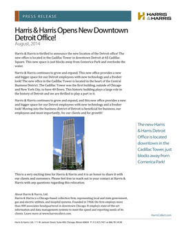 Harris & Harris Opens New Downtown Detroit Office!