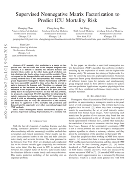 Supervised Nonnegative Matrix Factorization to Predict ICU