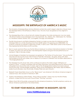 The Birthplace of America's Music