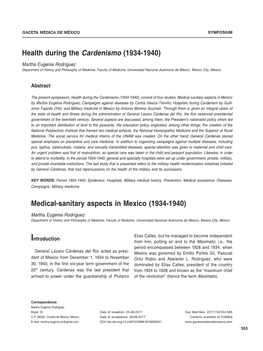 Health During the Cardenismo (1934-1940)