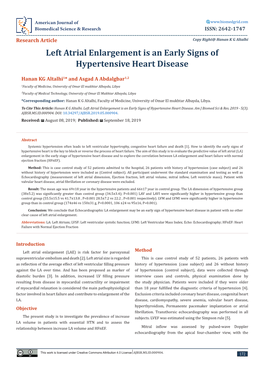 Left Atrial Enlargement Is an Early Signs of Hypertensive Heart Disease