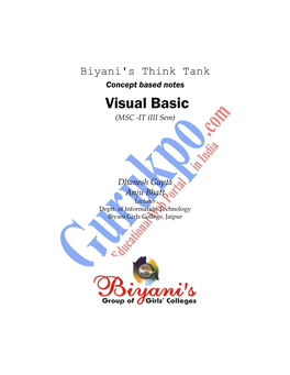 Visual Basic (MSC -IT (III Sem)
