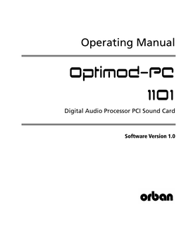 Optimod-PC 1101 Manual V